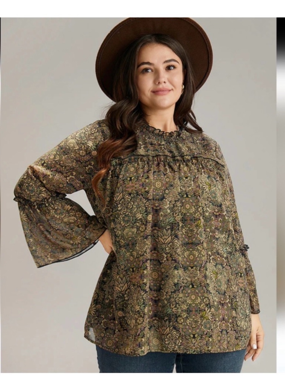 NWT bloomchic 28 Paisley Print Peasant Blouse